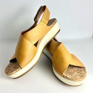 PIKOLINOS Women’s Mykonos Mustard Yellow Leather Strap Criss Cross Sandals 41 EU